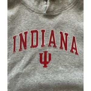League 91 Indiana University Hoosiers Hoodie Gray XL IU Distressed Pullover
